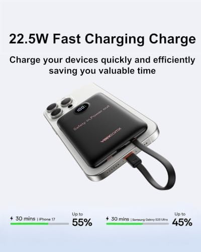 Slim power bank with built-in cables — photo 3