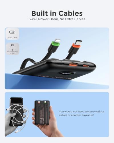 Slim power bank with built-in cables — photo 5