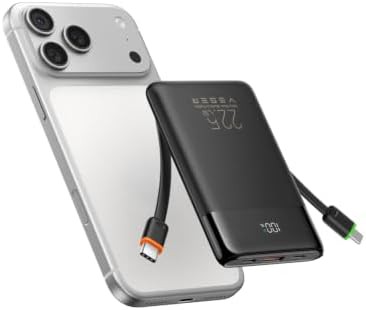 Fast charging slim battery with built in cables