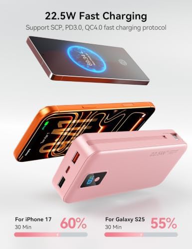 Pink 20000mAh power bank with cable — photo 4