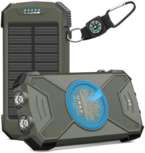 Wireless solar charger with green accents