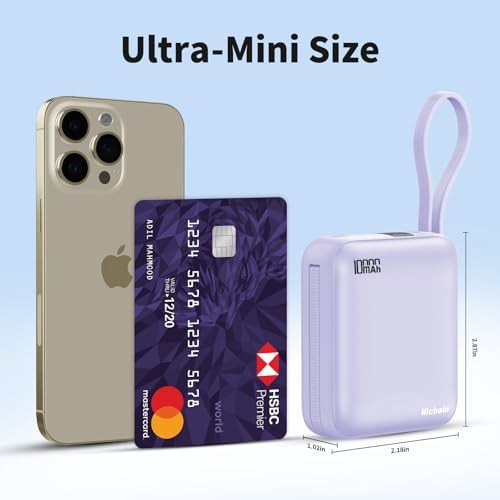 Purple mini charger with built-in cables — photo 3