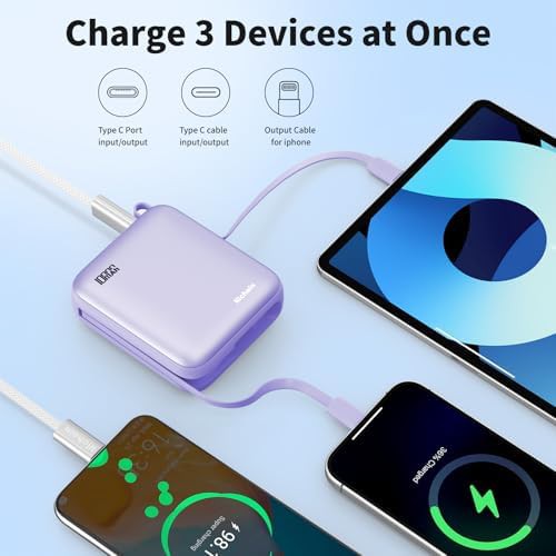 Purple mini charger with built-in cables — photo 4