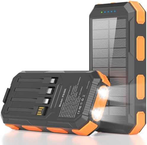 Solar charger with cables and dual flashlights