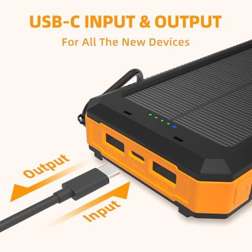 Waterproof solar power bank with built-in cables — photo 5