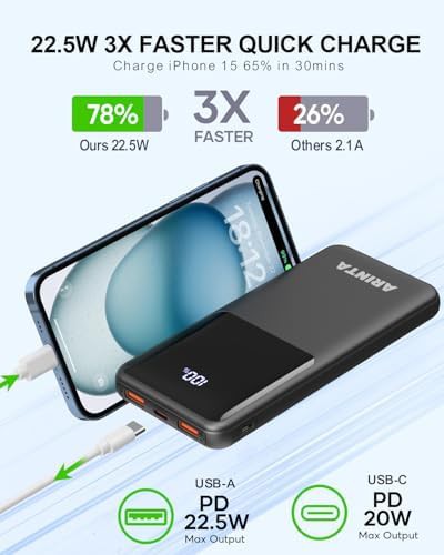 Black portable charger with LED display — photo 2