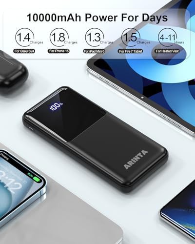 Black portable charger with LED display — photo 3