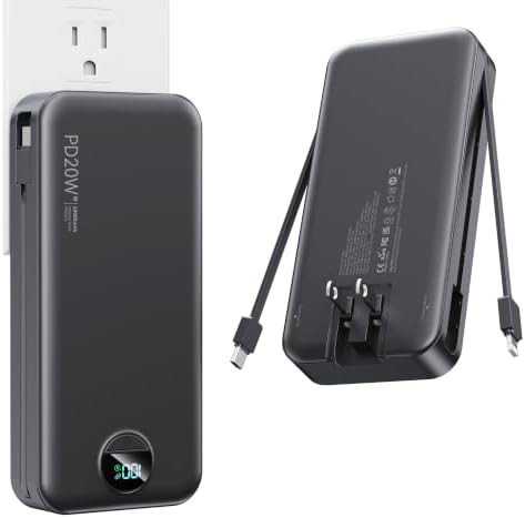 Black fast charging bank with wall plug