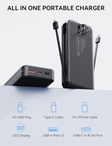 Black fast charging bank with wall plug — photo 3