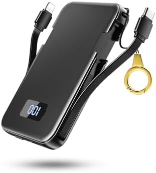 Black mini portable charger with cables