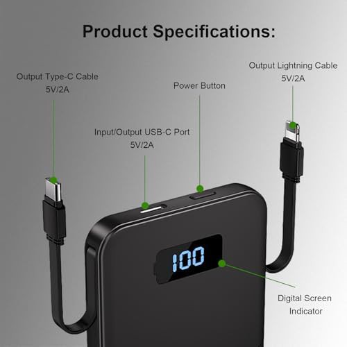Black mini portable charger with cables — photo 5
