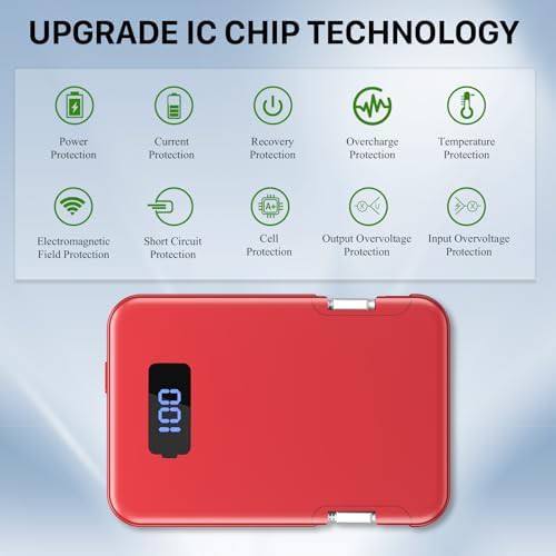 Red mini portable charger with cables — photo 4