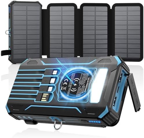 Solar battery pack with integrated charging cables