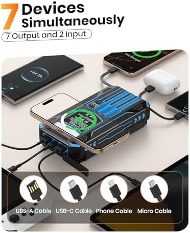 Solar battery pack with integrated charging cables — photo 2
