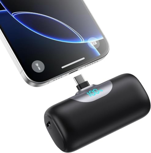 Mini USB-C pocket power bank with LCD