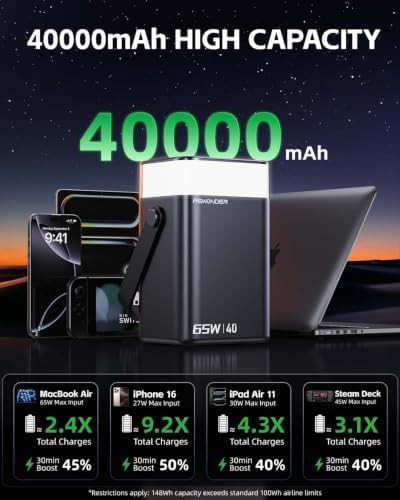 Black 40,000 mAh laptop power bank — photo 3