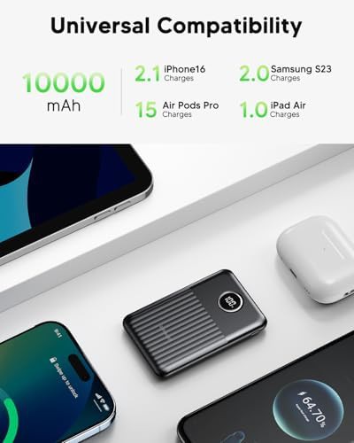 Black ultra slim 10,000 mAh portable charger — photo 4