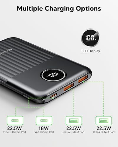 Black ultra slim 10,000 mAh portable charger — photo 5