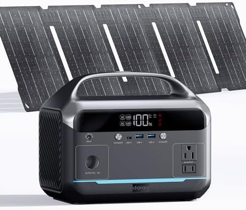 Portable 350W generator with foldable solar panel
