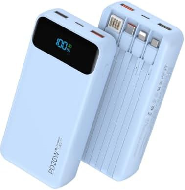 Blue power bank with six outputs