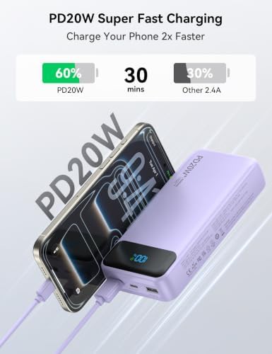 Purple power bank with four cables — photo 3