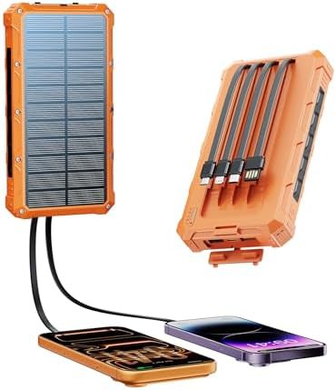 Solar travel power bank with integrated cables
