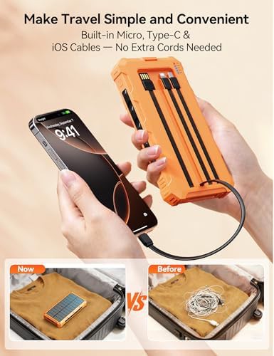 Solar travel power bank with integrated cables — photo 3