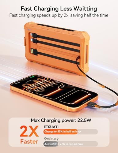 Solar travel power bank with integrated cables — photo 4