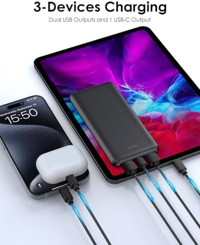Black 10000mAh USB-C fast charging battery — photo 4