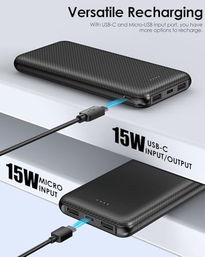 Black 10000mAh USB-C fast charging battery — photo 5
