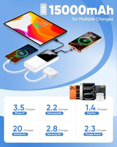 Travel portable charger with built in cables — photo 4
