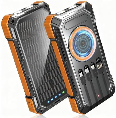 Solar portable charger with four cables
