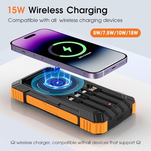 Solar portable charger with four cables — photo 3