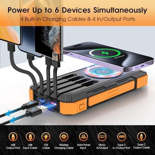 Solar portable charger with four cables — photo 4