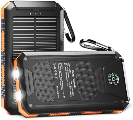 Rugged solar charger with dual flashlight