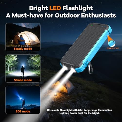Wireless solar power bank with integrated cables — photo 4