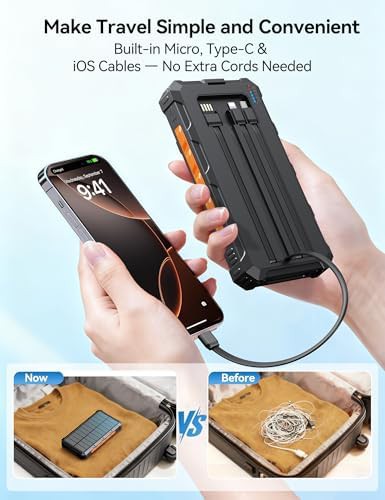 Rugged solar power bank with built-in cables — photo 3