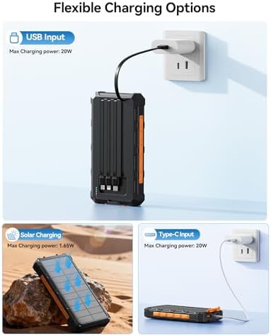 Rugged solar power bank with built-in cables — photo 5