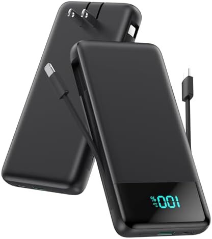 Slim power bank with built-in wall plug
