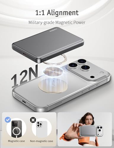 Gray MagSafe compatible magnetic power bank — photo 4