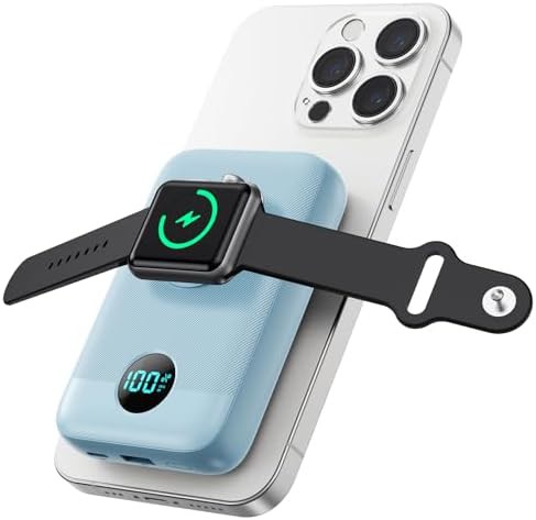 Sky blue magnetic hybrid power bank