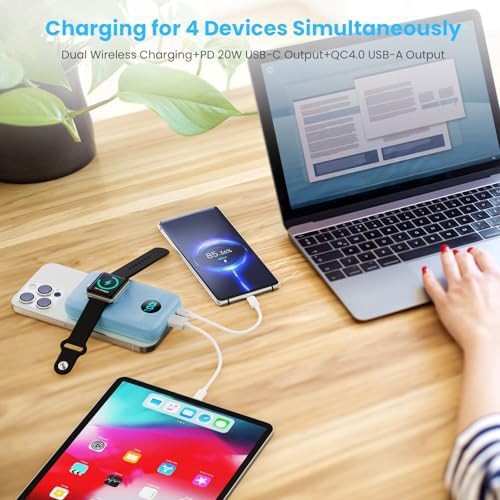 Sky blue magnetic hybrid power bank — photo 4