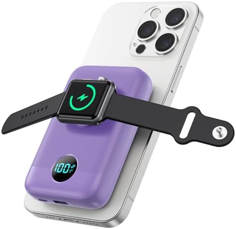 Purple magnetic watch and phone charger
