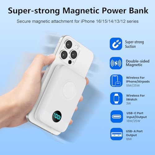 White dual side magnetic power bank — photo 5