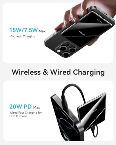 Black mini magnetic wireless battery pack — photo 3