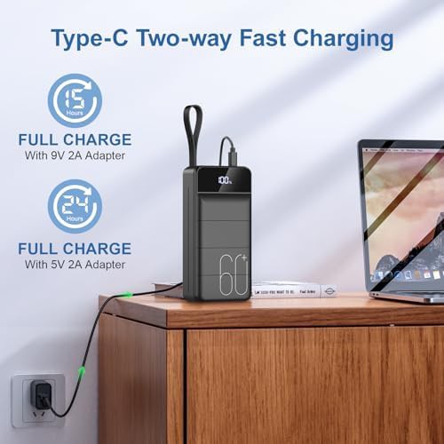 Black high capacity travel charger 60000 mAh — photo 3