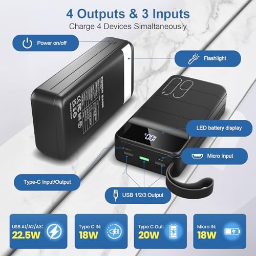 Black high capacity travel charger 60000 mAh — photo 5