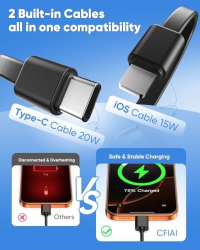 Slim 15000mAh power bank with integrated cables — photo 3
