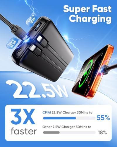 Slim 15000mAh power bank with integrated cables — photo 5