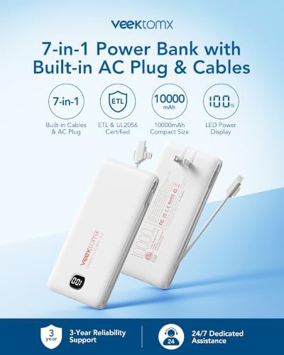 Integrated cables and AC plug travel battery — photo 2